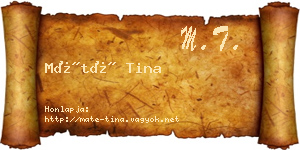 Máté Tina névjegykártya